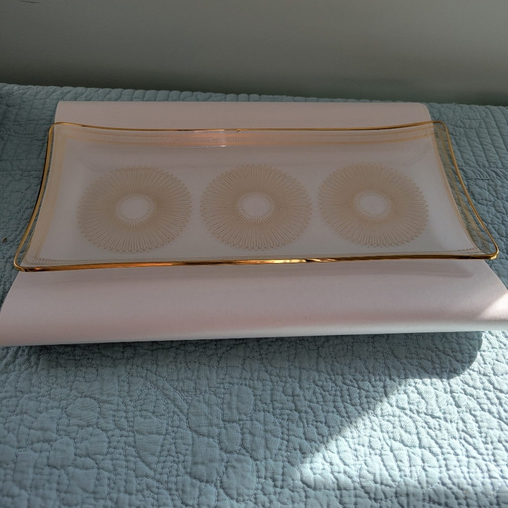 MCM Handmade Flamingo 22k Gold Barzal Crystal Trinket Dish Tray EUC 1960s
